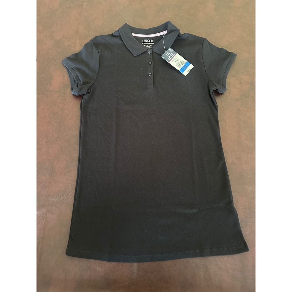 IZOD Girls Navy Blue Short Sleeve School Uniform Polo Shirt XL 16 IUFDB22X